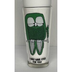 Pepsi Collector Glass Green Owl‎ Visual Creations Szeghy Vintage 70s Rare